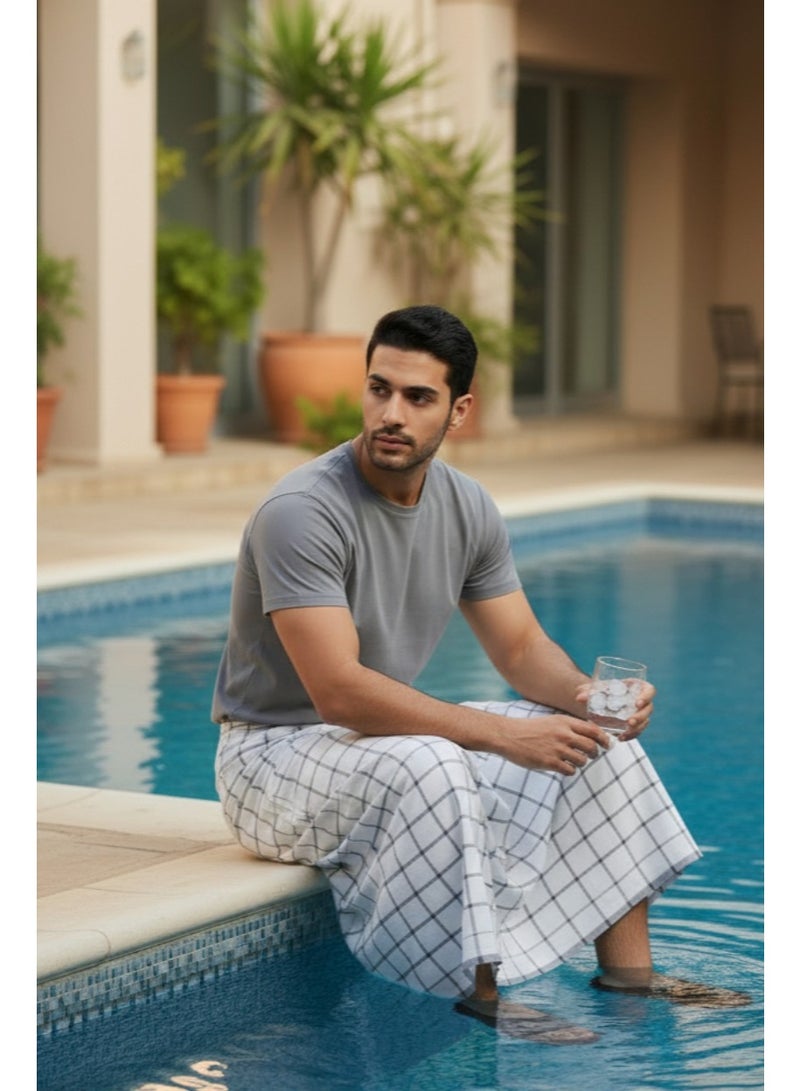 Hero Men's White Izar / Sarong with Elastic Waist & Side Pocket - Comfortable Summer Fouta for Men (Ma'awaz / Suba'iya) - Ideal for Home, Sleep, Athletes, and Prayer - Image 4